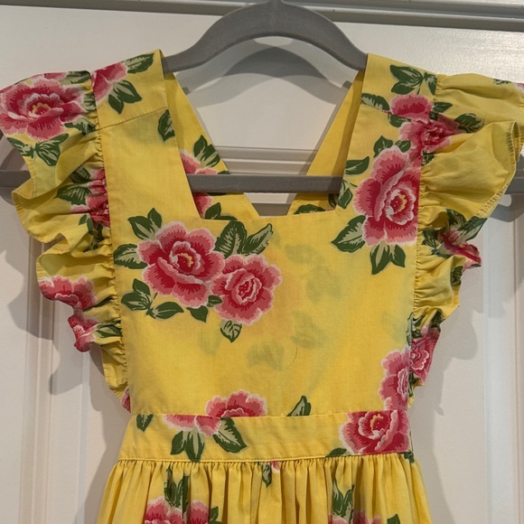 Eleanor Rose Girls Yellow Floral Ruffle Sleeve Dress, size 7-8 - Picture 2 of 5